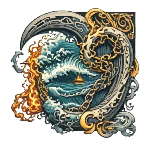 Waves Of Sea And Fire And Chains
