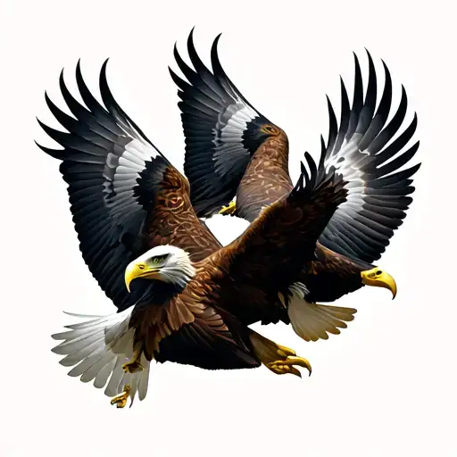 3 Eagles Flying Together In The Shape Of A Circle