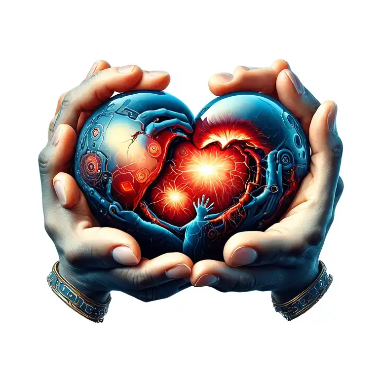 Children's Family Ball Hands Hold Bio Mechanically Heart