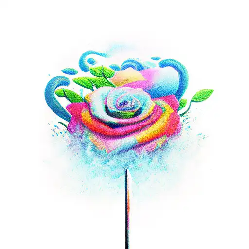 Large Sword Coming Out Of An Open Open Books And Colorful Flowers