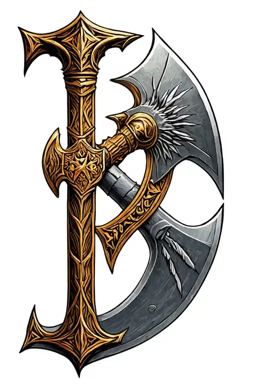 Rune Symbol Brave With Battle Axe On Ends