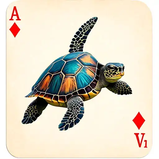 Sea Turtle With Poker Card Shell Pattern