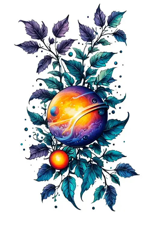 Space Themed Sleeve Tattoo Feature A Vine