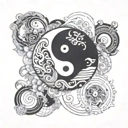 Yin And Yang Symbol With Black And White Termes Within It