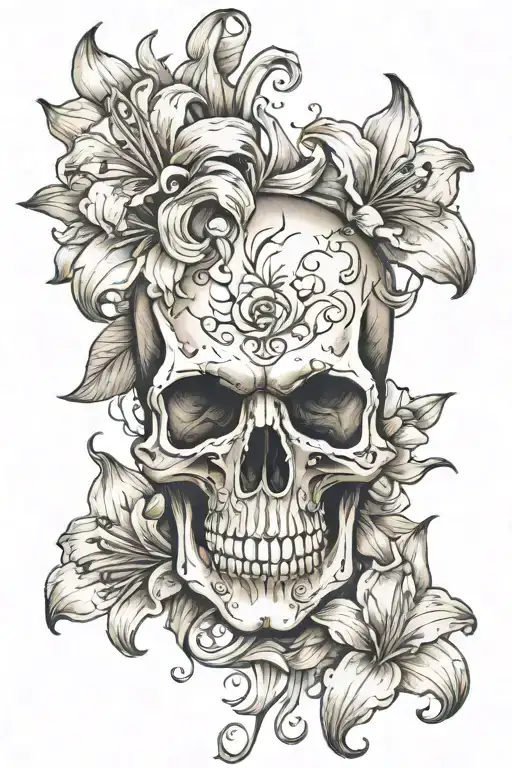 Skull And Lillies Thigh
