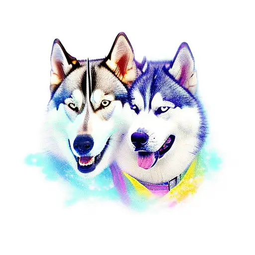 Traveller With Girlfriend And A Husky