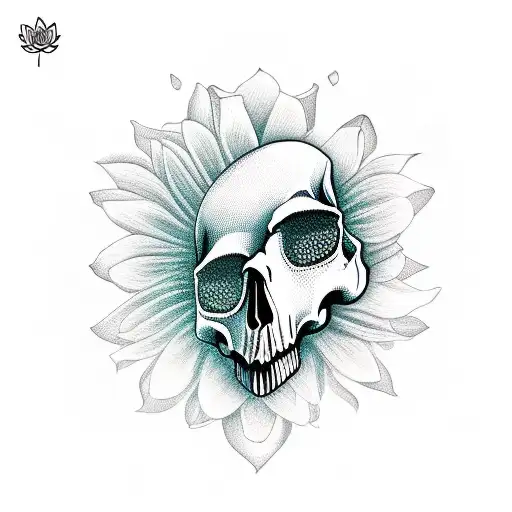Skull With Lotus Flowers