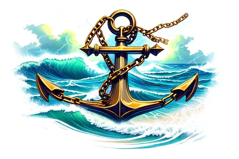 Waves Anchor Chains Lightning Storm Cosmic Beach Ocean