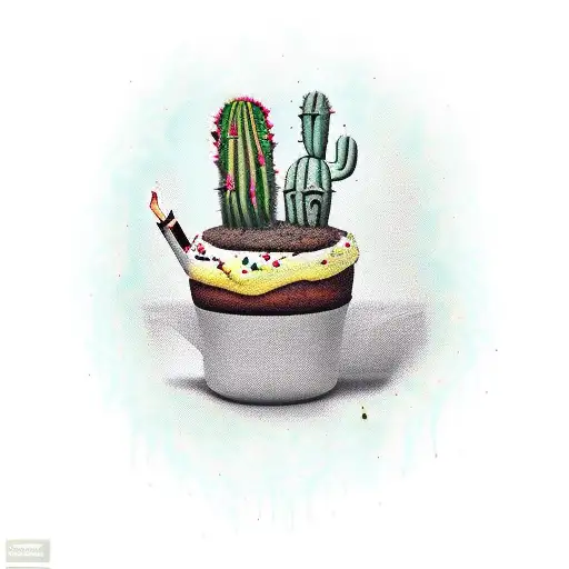 Cactus Made Out Of Cake Smoking A Cigarette