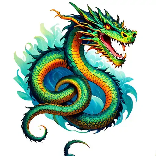 Dragon And Snake Intertwined