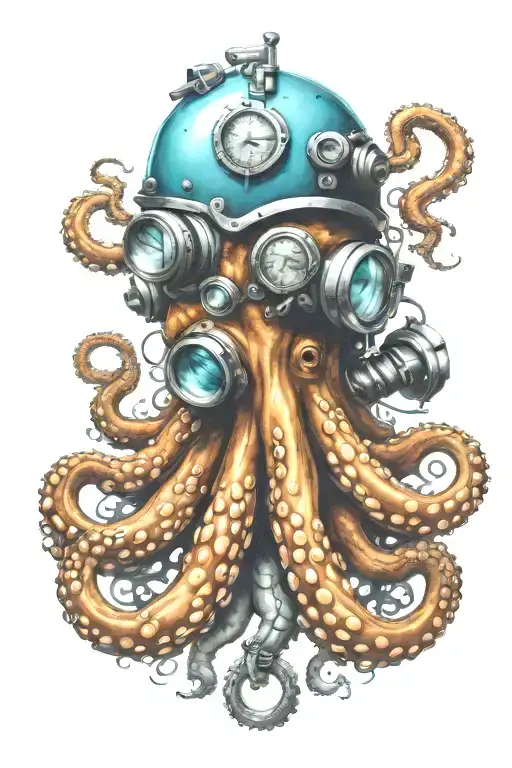 Octopus With Diver Helmet