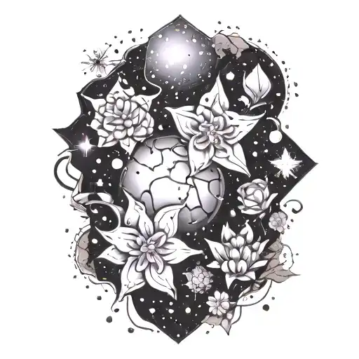 Orion Constellation Tattoo Featuring Psychedelic Background With Flowers