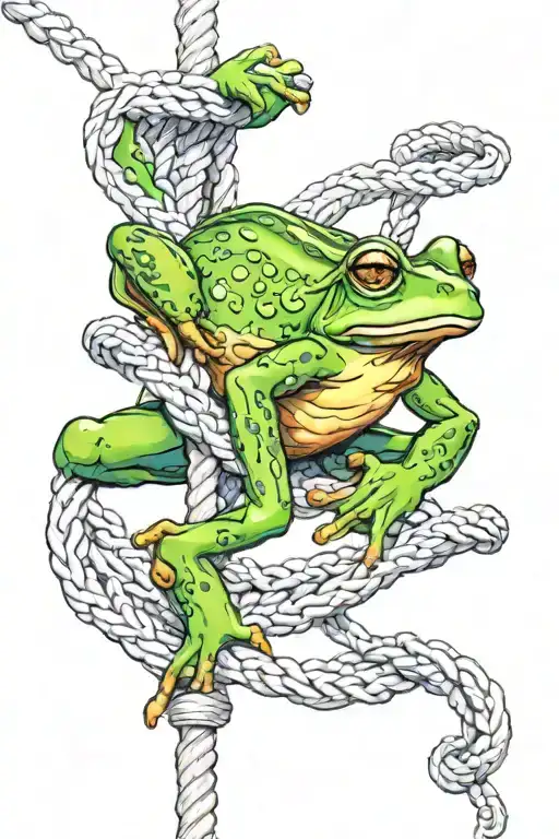 Frog Climber With Rope And Climbing Rope Intertwined