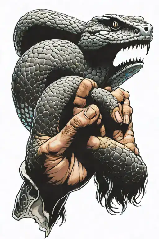 A Big Snake Wrapped Around The Hand