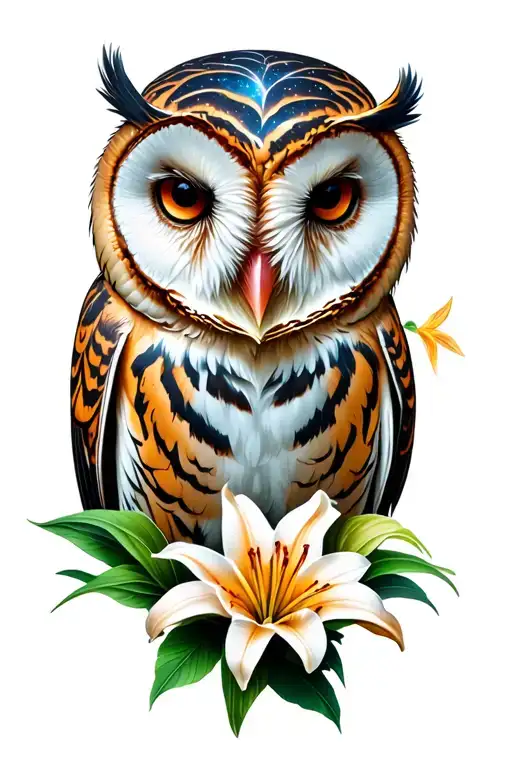 Barn Owl And Tiger Lily And Celestial Themed