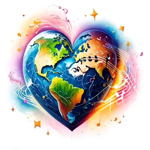 Heart Music Note Earth