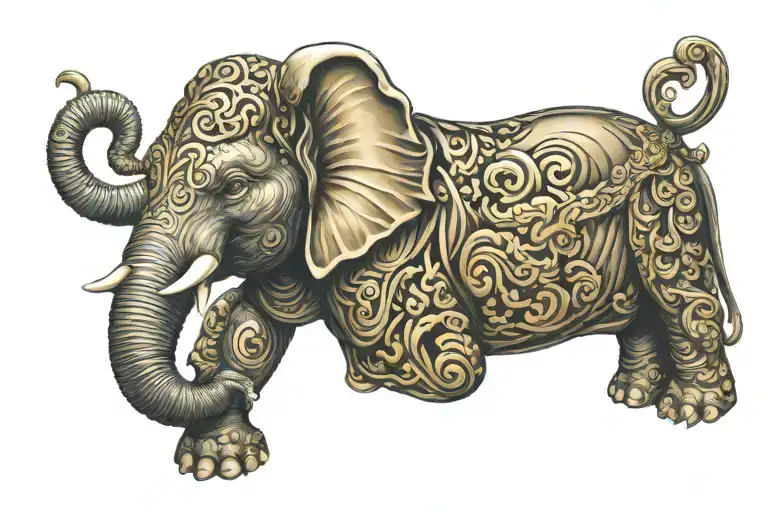 Elephant Buddha 6 Golden Hands With The Letter A
