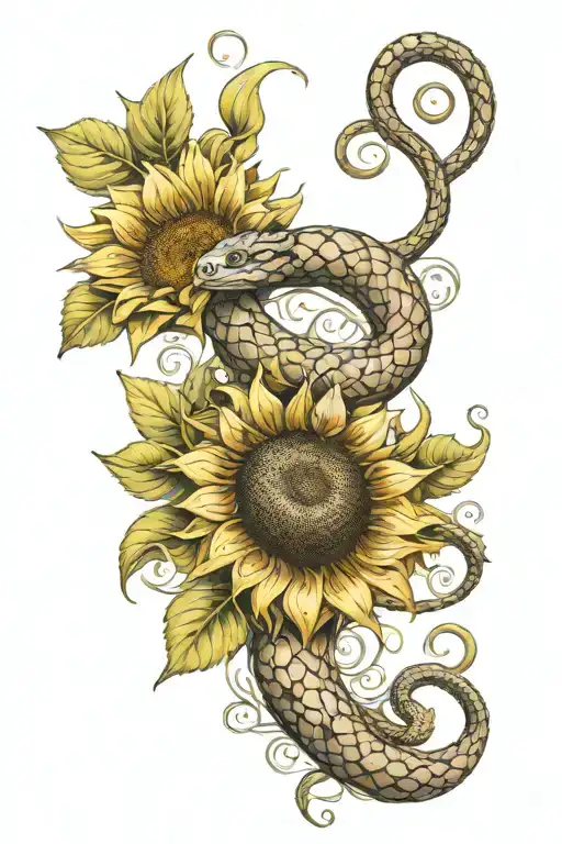 Sunflower And Copperhead Snake Wrapped Loosely
