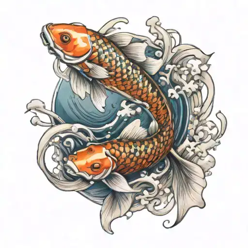 Koi Fish Swimming Upstream