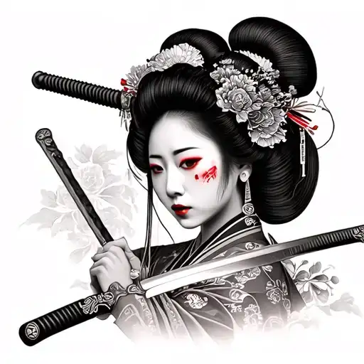 Geisha Holding A Katana