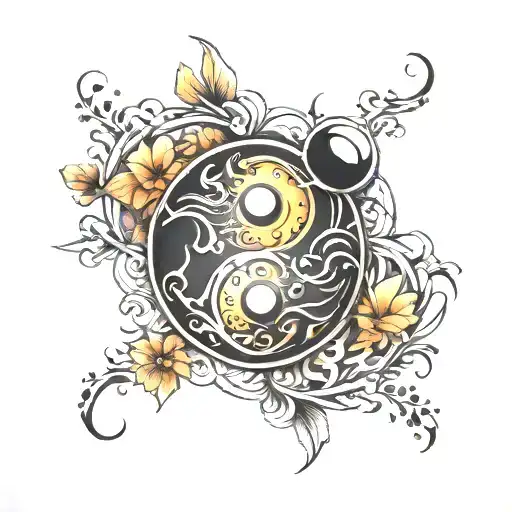 Yin Yang Symbol Incorporating Elements