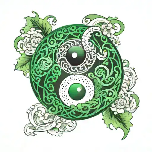 Green Yin Yang Symbol Intertwined