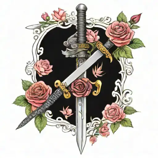 Katana Surrounded By Roses