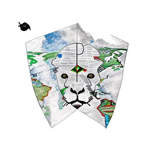 Lion With A World Map As A Background