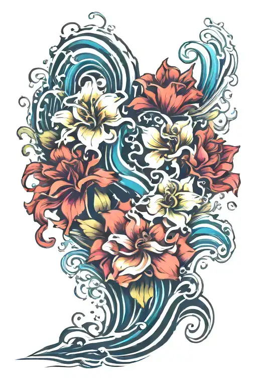 Flowers Water Waves Forming The Shape