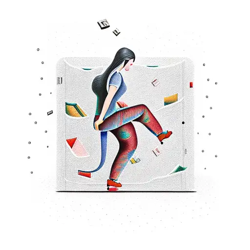 Woman Climbing Out Of A Liquid Book