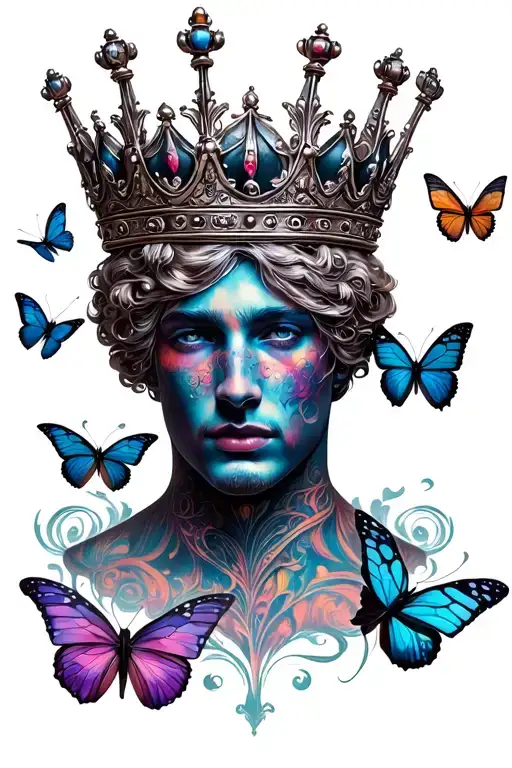 Kings Crown Surrounded By Butterflies