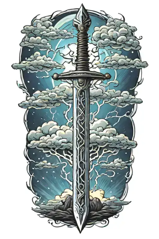 Sword Electricity Stormy Sky