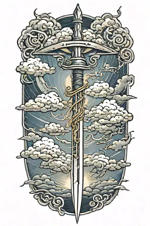 Sword Electricity Stormy Sky