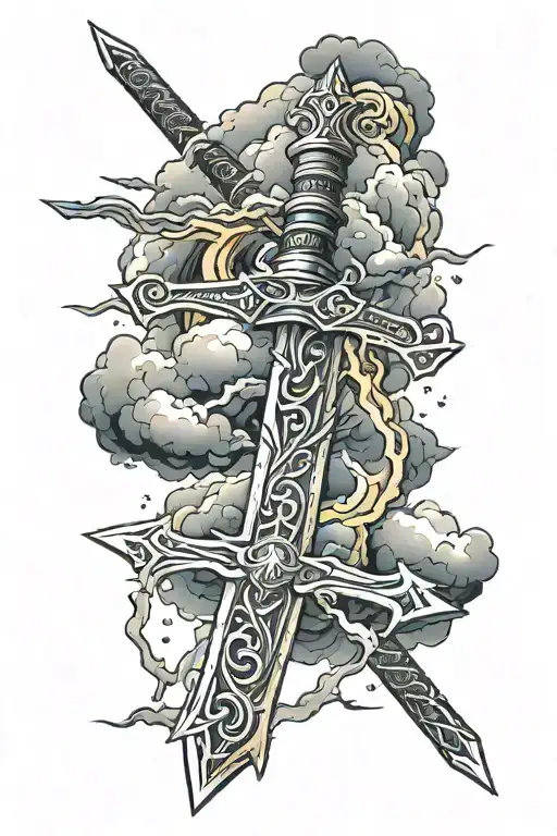 Sword Electricity Stormy Sky