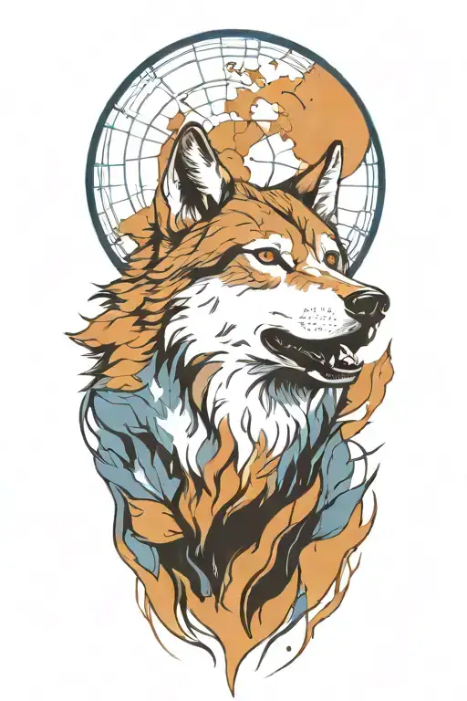 Abstract Howling Wolf In Old Blues Art Style