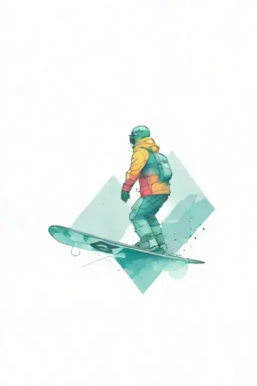 Snowboard And Ocean Acombination Triangle Outline Intertwined
