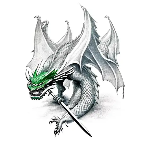 Dragon With Sword And Fairies