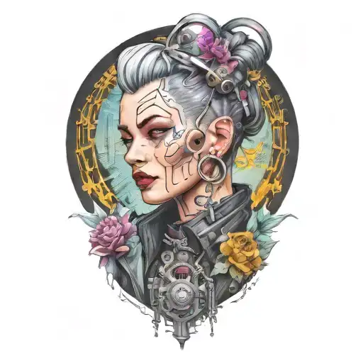 Cyberpunk Inspired Tattoo Lady