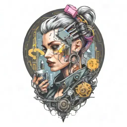 Cyberpunk Inspired Tattoo Lady