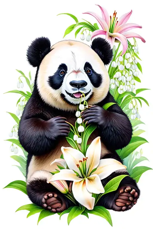 Panda And Lily Of The Valley Flower
