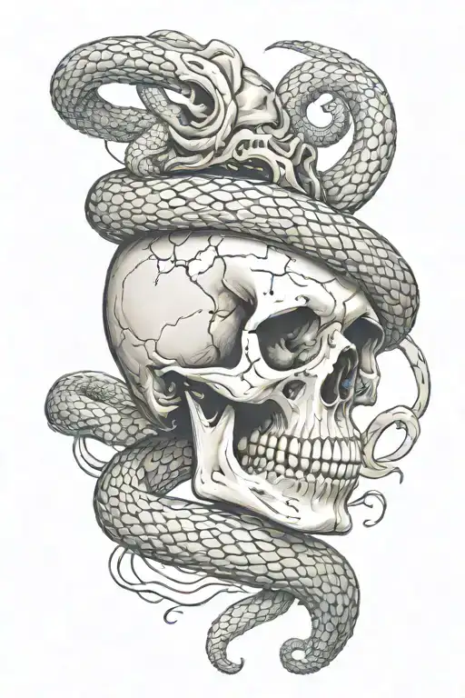 Skull With Snake