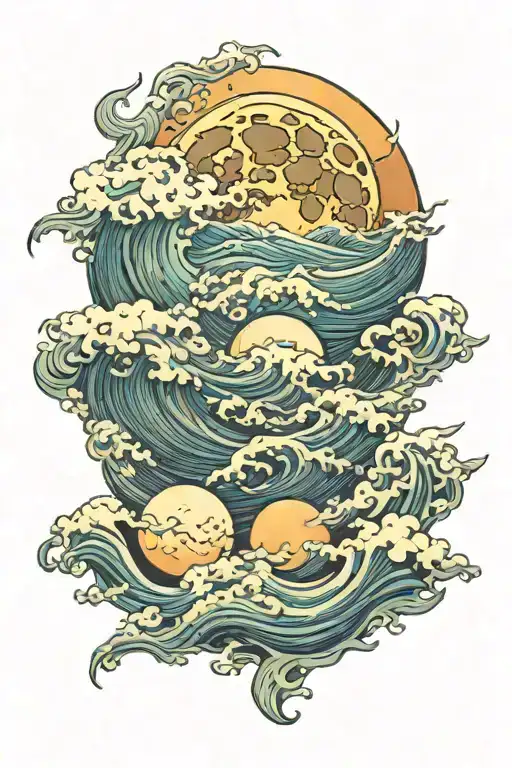 Full Moon Over Ocean Waves Crashing In The Background