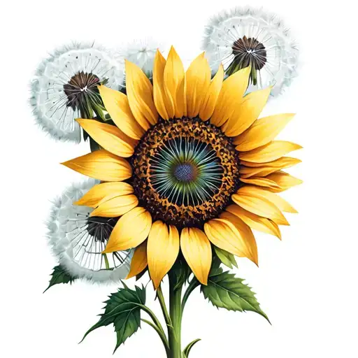 Sunflower Mixed With Dandelion Flower