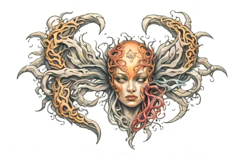 Cancer Zodiac Symbol Intertwined Within Her She