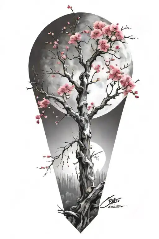 Trash Polka Sakura Branch In Moonlight