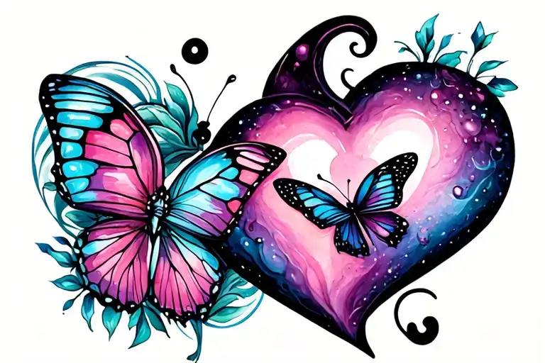Semicolon Heart With A Butterfly