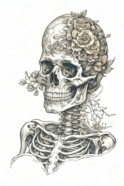 Female Skeleton With Beautiful Soul Leaving The Body