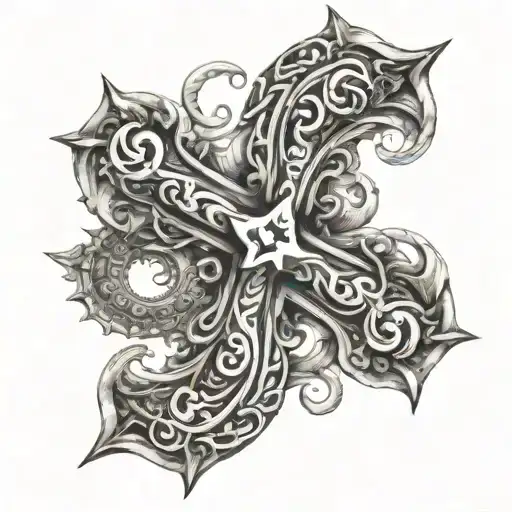 Black And White Leviathan Cross Intertwined