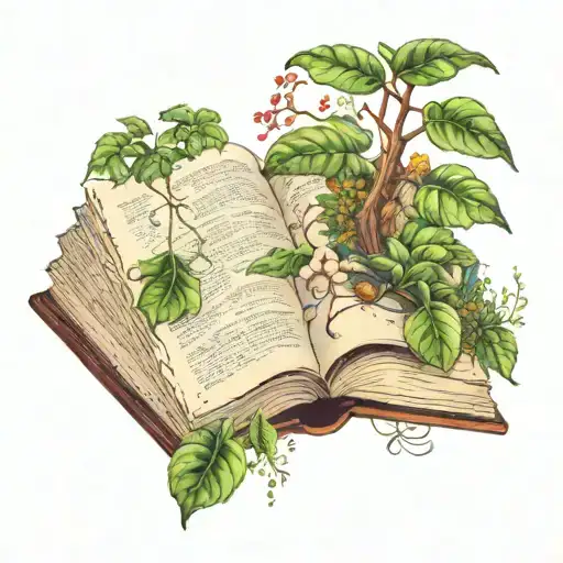 Open Book With Plants Growing Out Of It