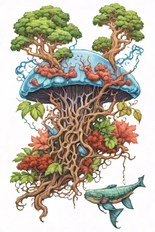 Portuguese Man O War And A Cork Oak Tree Growing